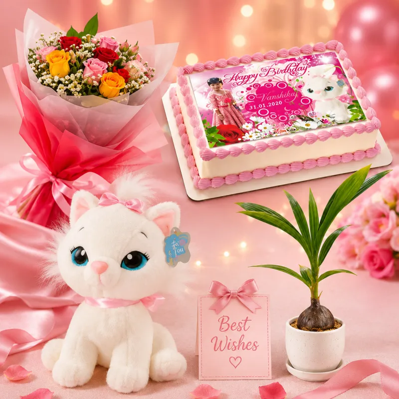 Romantic Red Teddy Bear Gift Set with Rose & Chocolates